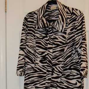 ZENERGY by CHICO Zebra Print Zipper Jacket With High Neck Size 1-Small Size 6-8